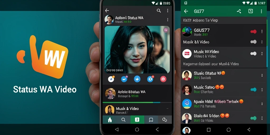 Antarmuka GUS77 yang sederhana dan fungsional untuk Status WA Video.