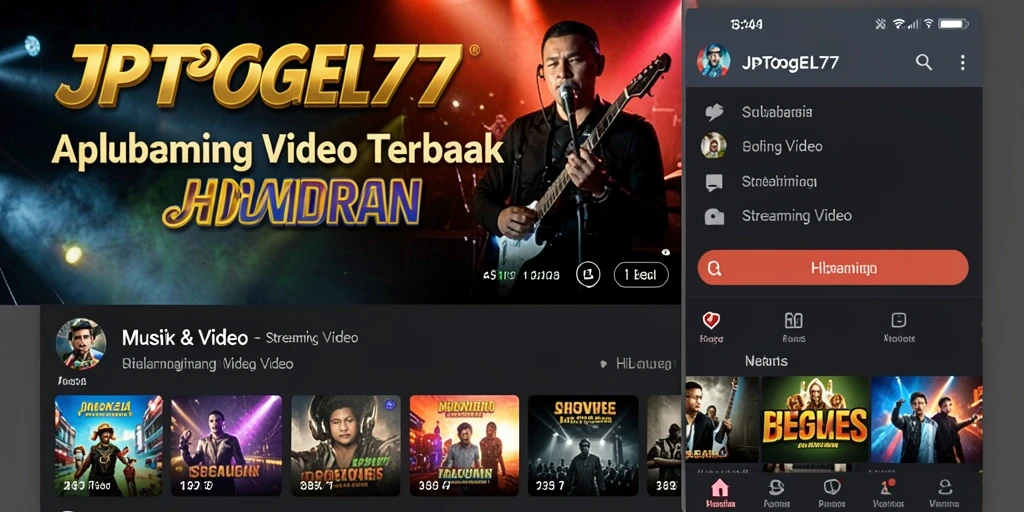 Antarmuka pengguna aplikasi Streaming Video JPTOGEL77 yang menarik dan modern.