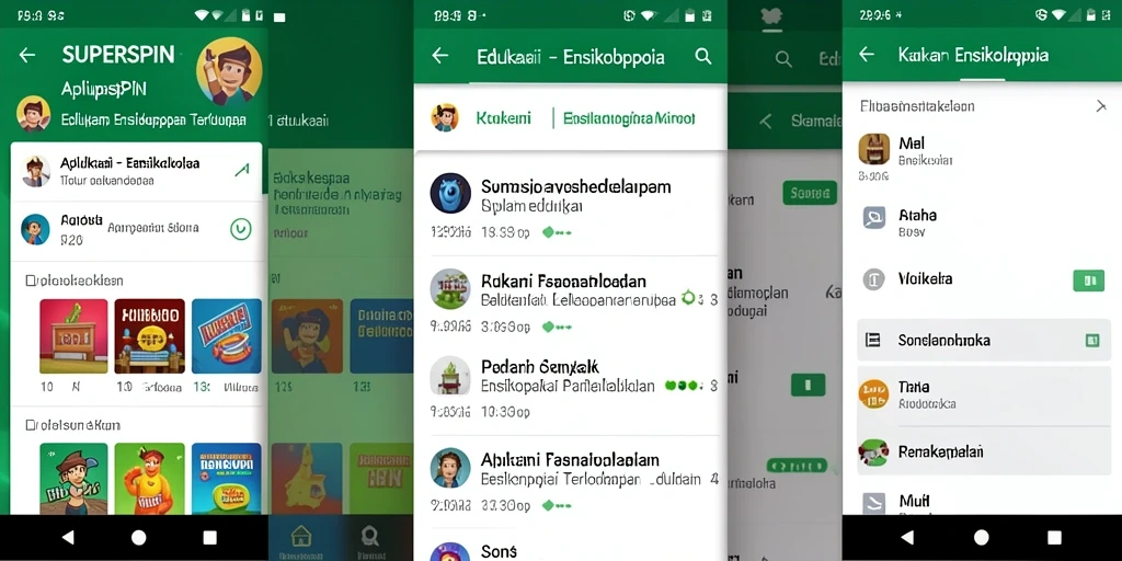 Tampilan modern dan menarik dari aplikasi Ensiklopedia SUPERSPIN.