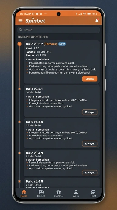 Riwayat Versi Spinbet untuk Pengguna Android Indonesia